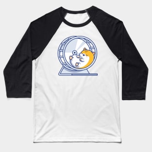 Cute Hamster Sleeping In Jogging Wheel Baseball T-Shirt